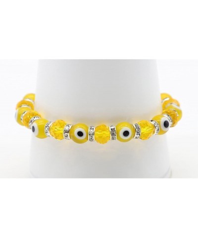 Translucent 8mm Glass Evil Eye Beaded Bracelet Handmade Charm Good Luck Protection Jewelry Stretch Bracelets Yellow $5.60 Bra...