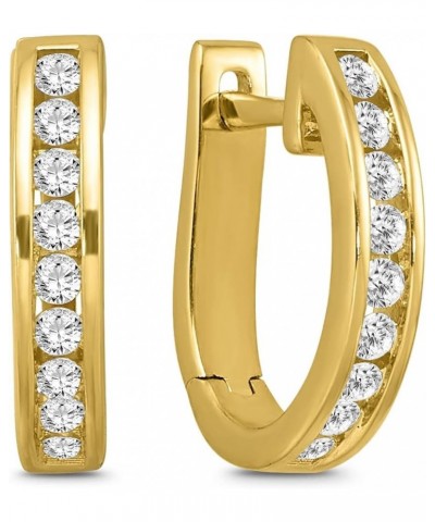 10K Gold or Silver Diamond Hoop Earrings (1/5 cttw, I-J Color, I2 Clarity) Yellow Yellow Gold $115.90 Earrings