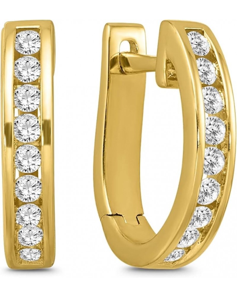 10K Gold or Silver Diamond Hoop Earrings (1/5 cttw, I-J Color, I2 Clarity) Yellow Yellow Gold $115.90 Earrings