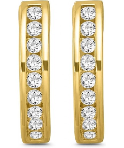 10K Gold or Silver Diamond Hoop Earrings (1/5 cttw, I-J Color, I2 Clarity) Yellow Yellow Gold $115.90 Earrings