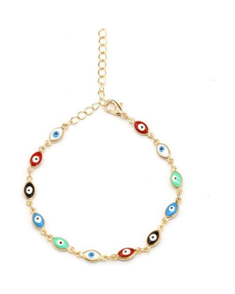 Evil Eye Bracelet Anklet for Women Gold Silver Blue Multi-Color Evil Eye Link Chain Bracelets Anklet for Women Girls Teens B ...