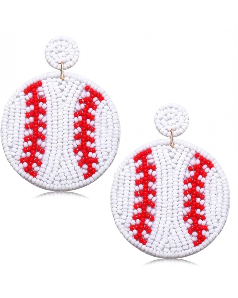 Beaded Baseball Earrings Sports Earrings for Women Handmade Bead Basketball Drop Dangle Earrings Holiday Party Game Jewelry G...