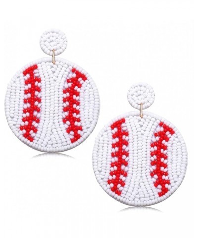 Beaded Baseball Earrings Sports Earrings for Women Handmade Bead Basketball Drop Dangle Earrings Holiday Party Game Jewelry G...