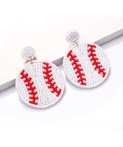 Beaded Baseball Earrings Sports Earrings for Women Handmade Bead Basketball Drop Dangle Earrings Holiday Party Game Jewelry G...