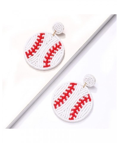 Beaded Baseball Earrings Sports Earrings for Women Handmade Bead Basketball Drop Dangle Earrings Holiday Party Game Jewelry G...