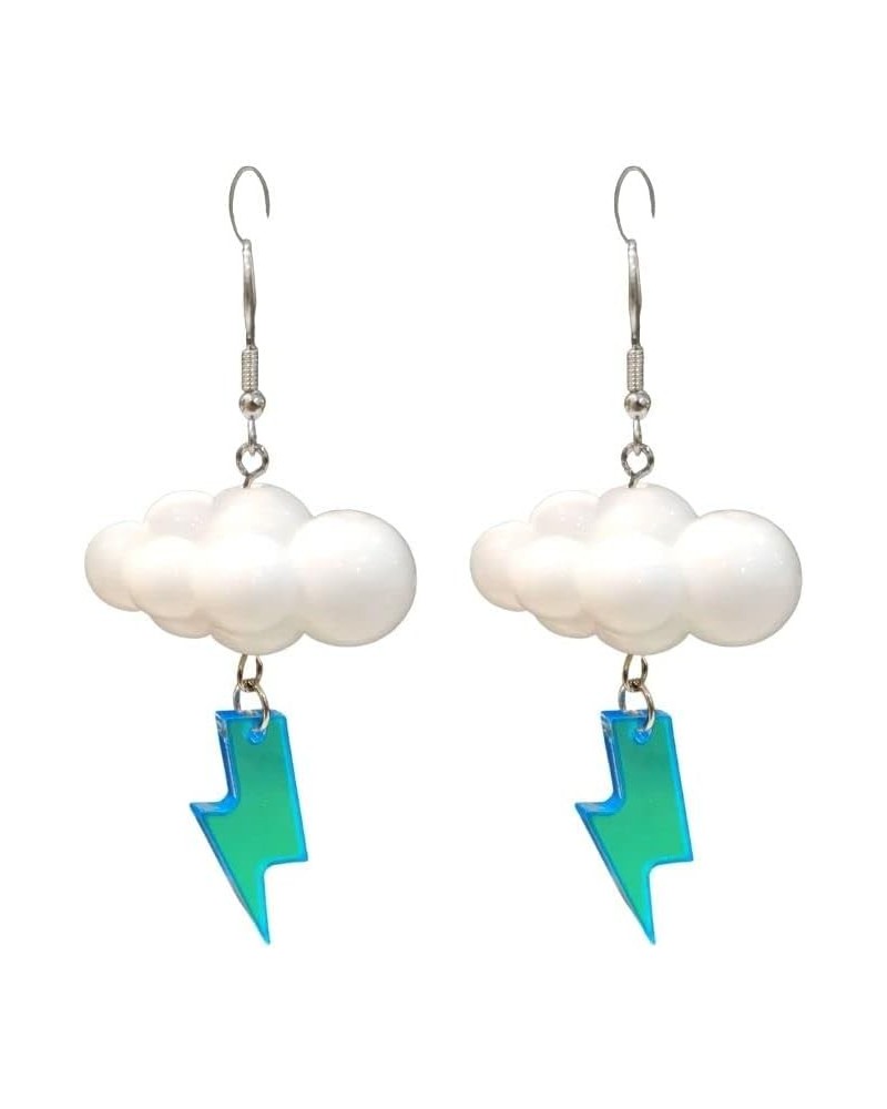 Unique 3D Sparkly Large Resin White Cloud Dangle Drop Earrings Cute Personalized Creative Acrylic Lightning Weather Jewelry $...