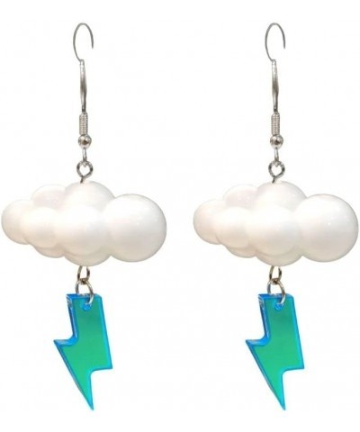 Unique 3D Sparkly Large Resin White Cloud Dangle Drop Earrings Cute Personalized Creative Acrylic Lightning Weather Jewelry $...