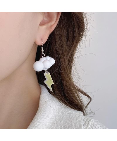 Unique 3D Sparkly Large Resin White Cloud Dangle Drop Earrings Cute Personalized Creative Acrylic Lightning Weather Jewelry $...