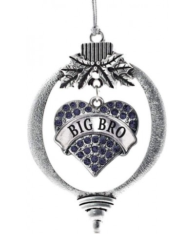 Navy Mom Charm Ornament - Silver Pave Heart Charm Holiday Ornaments with Cubic Zirconia Jewelry Big Bro Navy Blue $8.75 Brace...