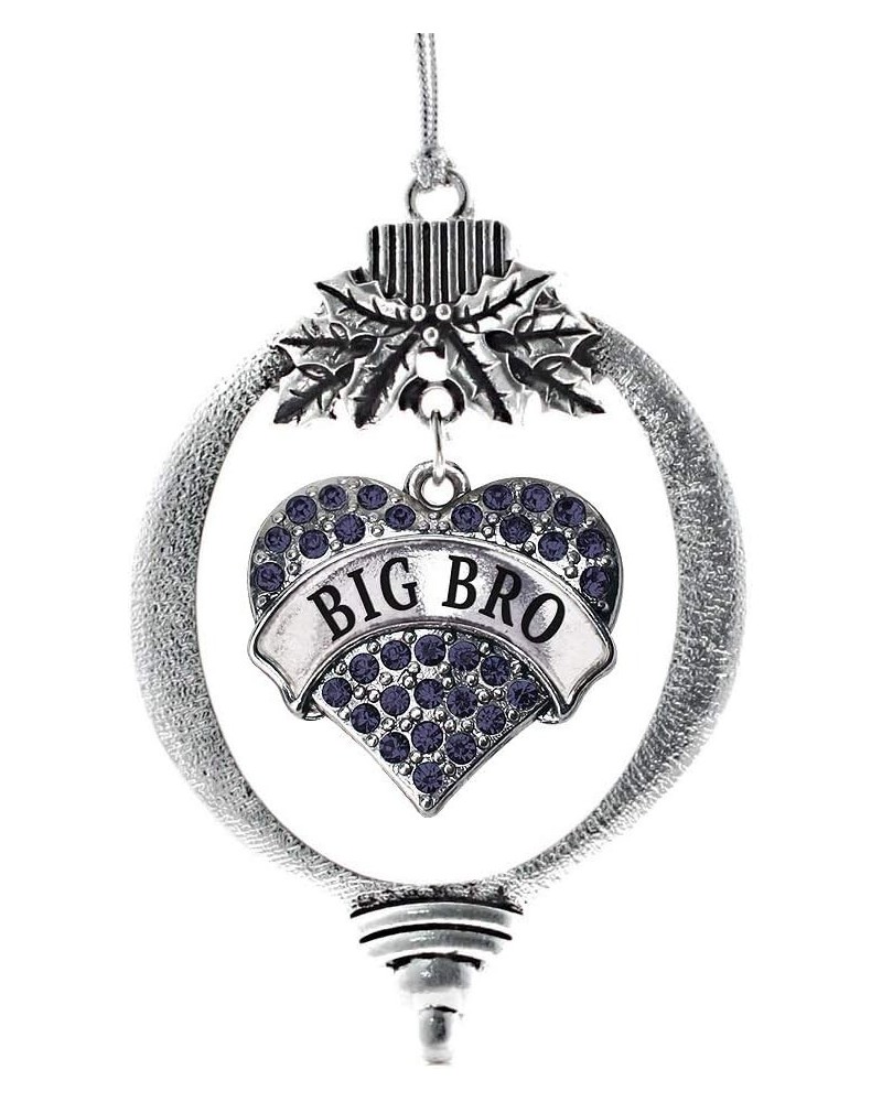 Navy Mom Charm Ornament - Silver Pave Heart Charm Holiday Ornaments with Cubic Zirconia Jewelry Big Bro Navy Blue $8.75 Brace...