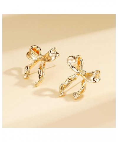 925 Sterling Silver Post Gold Silver Bow Earrings Women Ribbon Stud Earrings Gift gold $10.99 Earrings