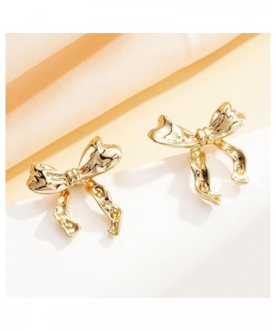 925 Sterling Silver Post Gold Silver Bow Earrings Women Ribbon Stud Earrings Gift gold $10.99 Earrings