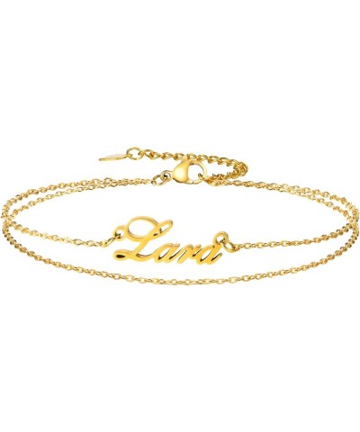 Gold Anklet Bracelet for Women - Personalized Gold Plated Stainless Steel Anklets for Women Waterproof,Customized Names Large...