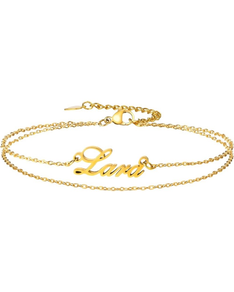 Gold Anklet Bracelet for Women - Personalized Gold Plated Stainless Steel Anklets for Women Waterproof,Customized Names Large...