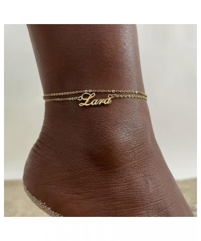 Gold Anklet Bracelet for Women - Personalized Gold Plated Stainless Steel Anklets for Women Waterproof,Customized Names Large...