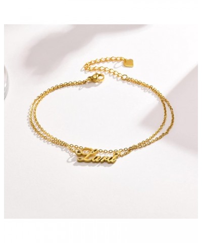 Gold Anklet Bracelet for Women - Personalized Gold Plated Stainless Steel Anklets for Women Waterproof,Customized Names Large...