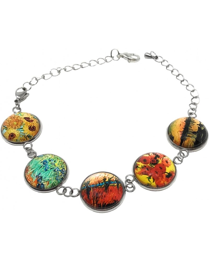 Van Gogh Art .75 Inch Pictures Link Bracelet With Two Extender (Land Scapes and Flowers) $10.25 Bracelets