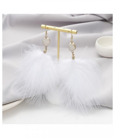 Feather Earrings for Women Long Dangle Earrings Bohemian Feather Tassel Earrings White $8.54 Earrings