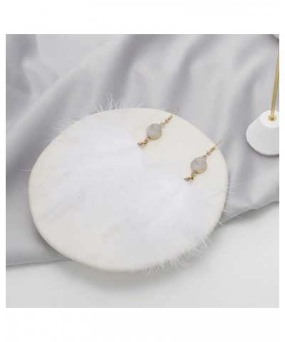 Feather Earrings for Women Long Dangle Earrings Bohemian Feather Tassel Earrings White $8.54 Earrings