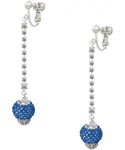 Silvertone Crystal Sparkle Spinner Silver-tone Long Sparkle Dangle Clip on Earrings blue $44.87 Earrings