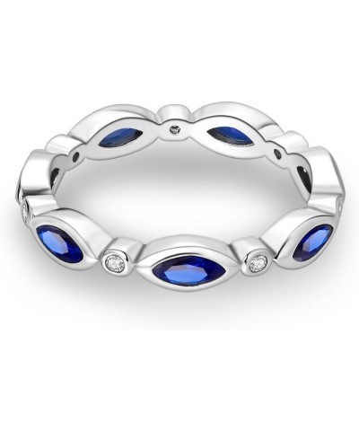 925 Sterling Silver Ring for Women Stackable Eternity Non Tarnish Cute Band Rings for Teen Girls Size 6-9 Blue Evil Eye Ring ...