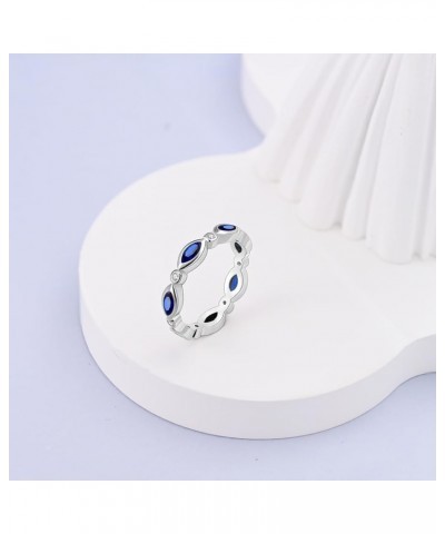 925 Sterling Silver Ring for Women Stackable Eternity Non Tarnish Cute Band Rings for Teen Girls Size 6-9 Blue Evil Eye Ring ...