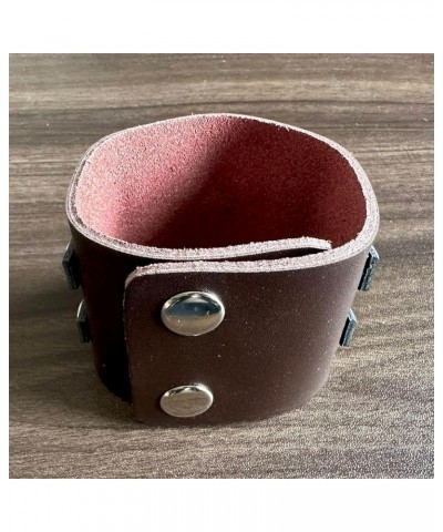 Mens and Womens Wide Leather Bracelet Adjustable Snap Cuff Bracelet Brown $6.62 Bracelets