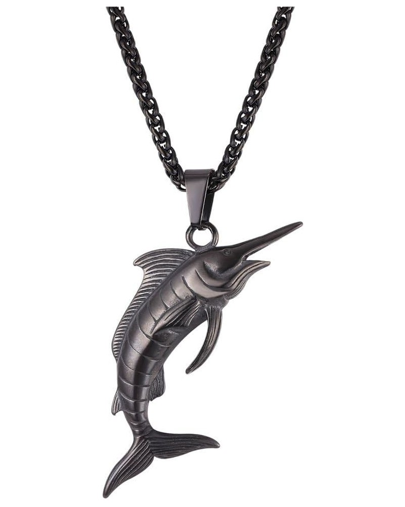 Shark/Fish/Dinosaur Pendant Animal Jewelry Men Boys Necklace with Stainless Steel/Gold/Black Personalized Punk Necklace with ...