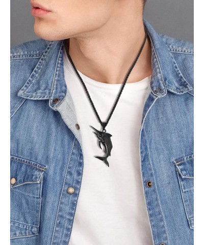 Shark/Fish/Dinosaur Pendant Animal Jewelry Men Boys Necklace with Stainless Steel/Gold/Black Personalized Punk Necklace with ...