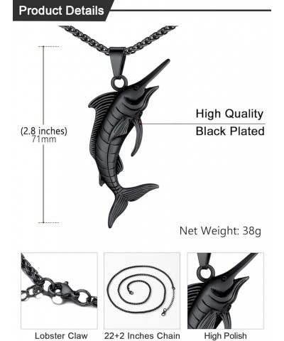 Shark/Fish/Dinosaur Pendant Animal Jewelry Men Boys Necklace with Stainless Steel/Gold/Black Personalized Punk Necklace with ...