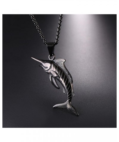 Shark/Fish/Dinosaur Pendant Animal Jewelry Men Boys Necklace with Stainless Steel/Gold/Black Personalized Punk Necklace with ...