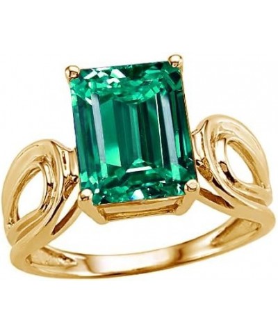 Tommaso Design Solid 14k White Gold Emerald Cut Octagon Large Big Stone Solitaire Ring Simulated Emerald $212.49 Rings