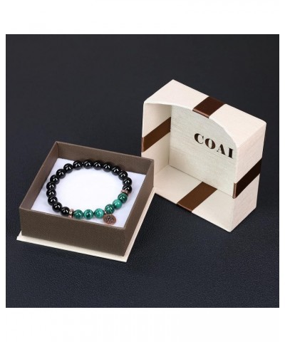 Womens Lotus Charm Black Tourmaline Stone Bracelet Malachite $17.40 Bracelets