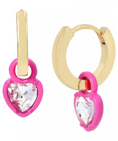 Heart Huggie Earrings Pink $17.47 Earrings