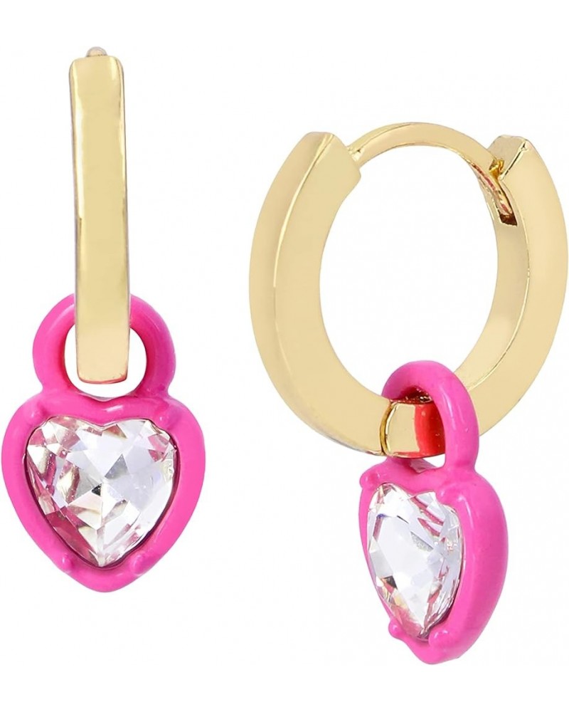 Heart Huggie Earrings Pink $17.47 Earrings