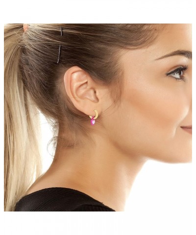 Heart Huggie Earrings Pink $17.47 Earrings