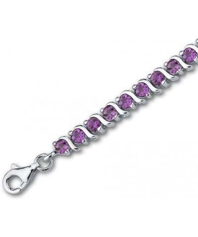 Amethyst Tennis Bracelet for Women 925 Sterling Silver, Natural Gemstone, 4.25 Carats total 43 Pieces Round Shape, 7 1/4 inch...