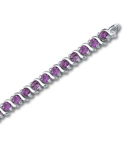 Amethyst Tennis Bracelet for Women 925 Sterling Silver, Natural Gemstone, 4.25 Carats total 43 Pieces Round Shape, 7 1/4 inch...