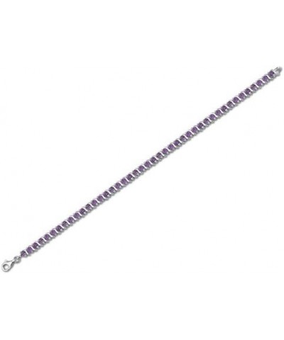 Amethyst Tennis Bracelet for Women 925 Sterling Silver, Natural Gemstone, 4.25 Carats total 43 Pieces Round Shape, 7 1/4 inch...