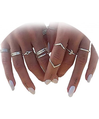 Gold Rings for Women Stackable Rings for Teen Girl Gifts Trendy Stuff Simple Star Moon Knuckle Rings Set Boho Rings Cute Stuf...