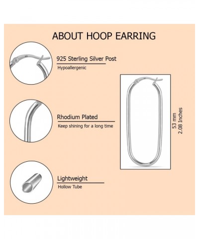 Charmsy 925 Sterling Silver Post Oval Large Hoop Earring | Rose Gold, White Gold and Yellow Gold Demi-Fine Earrings for Women...