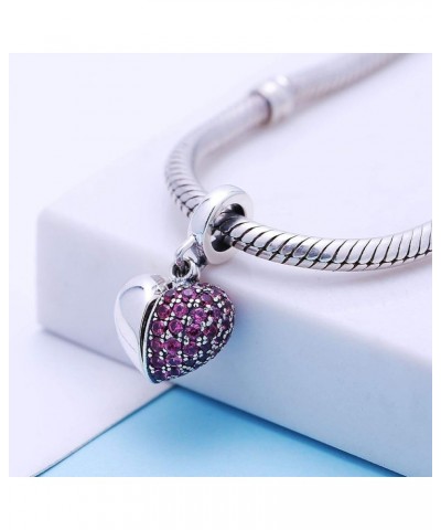 I Love You Heart Charm 925 Sterling Silver Dangle Bead Crystal Mother's Day Gifts Fits Pandora European Bracelet Necklace Fus...