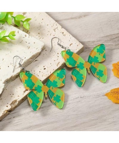 St. Patrick's Day Earrings Green Clover Earrings Bow Earrings Butterfly Earrings Acrylic Stud Earrings Spring Earrings For Wo...