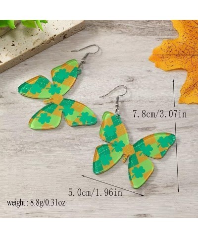 St. Patrick's Day Earrings Green Clover Earrings Bow Earrings Butterfly Earrings Acrylic Stud Earrings Spring Earrings For Wo...