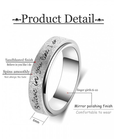 Fidget Ring Women for Anxiety Ring：Personalized Inspirational Mantra Stainless Steel Silver Spinning Ring for Men Women Frien...