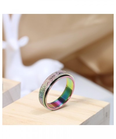 Fidget Ring Women for Anxiety Ring：Personalized Inspirational Mantra Stainless Steel Silver Spinning Ring for Men Women Frien...