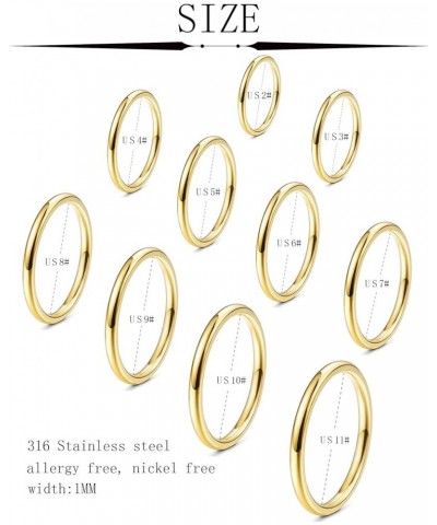 FINREZIO10-15PCS Women's 1MM Stainless Steel Plain Band Knuckle Stacking Rings Fashion Thin Midi Rings Comfort Fit Size 2-11 ...