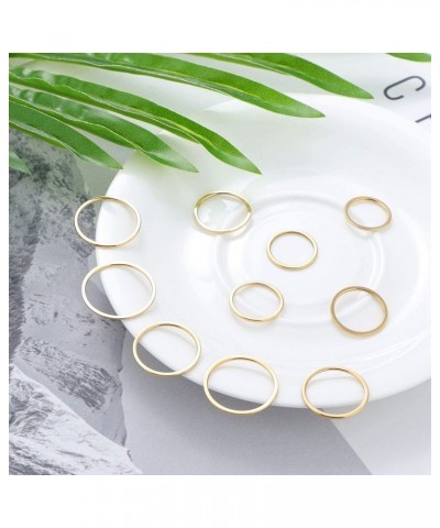 FINREZIO10-15PCS Women's 1MM Stainless Steel Plain Band Knuckle Stacking Rings Fashion Thin Midi Rings Comfort Fit Size 2-11 ...