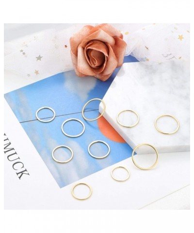 FINREZIO10-15PCS Women's 1MM Stainless Steel Plain Band Knuckle Stacking Rings Fashion Thin Midi Rings Comfort Fit Size 2-11 ...