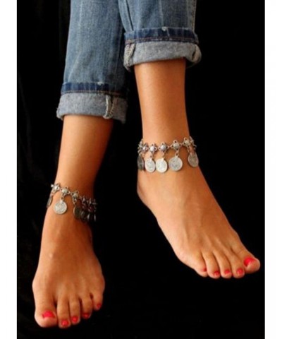 Pack of 2 Vintage Bohemian Gypsy Coin Tassel Beach Anklet Chain Tribal Ethnic Retro Coin Bracelet $7.12 Anklets